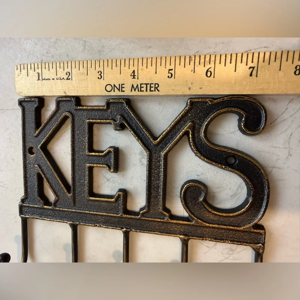 5 Key Holder Cast Iron Metal‎ Black Decorative Farmhouse Rustic Wall Mount